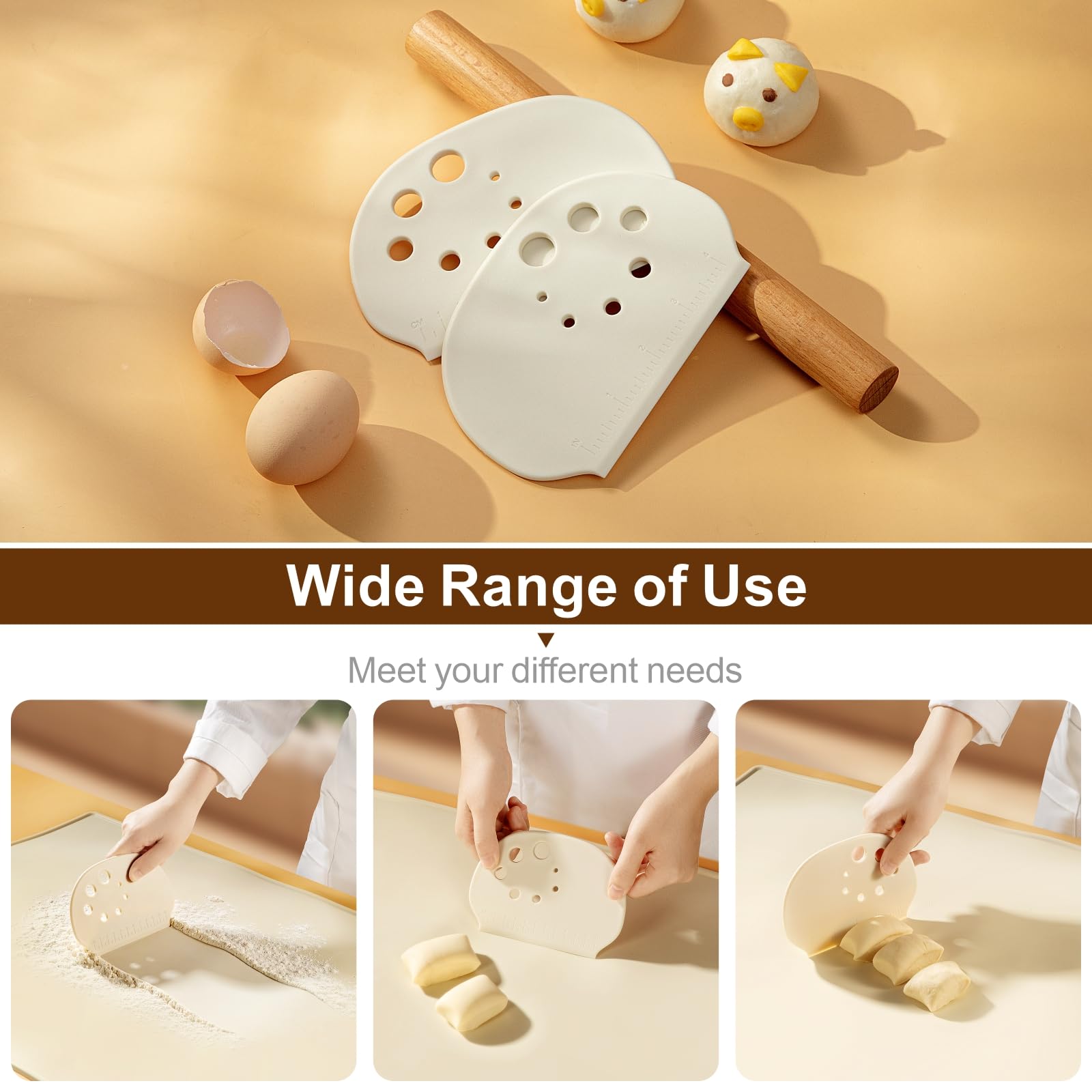 AILUROPODA 2 Pack Stainless Steel Core Dough Cutters - Plastic Scraper & Spatula Set for Baking Bread, Cake, Pizza, Cookies & Cupcakes - Perfect for Home Bakers & Professional Kitchens
