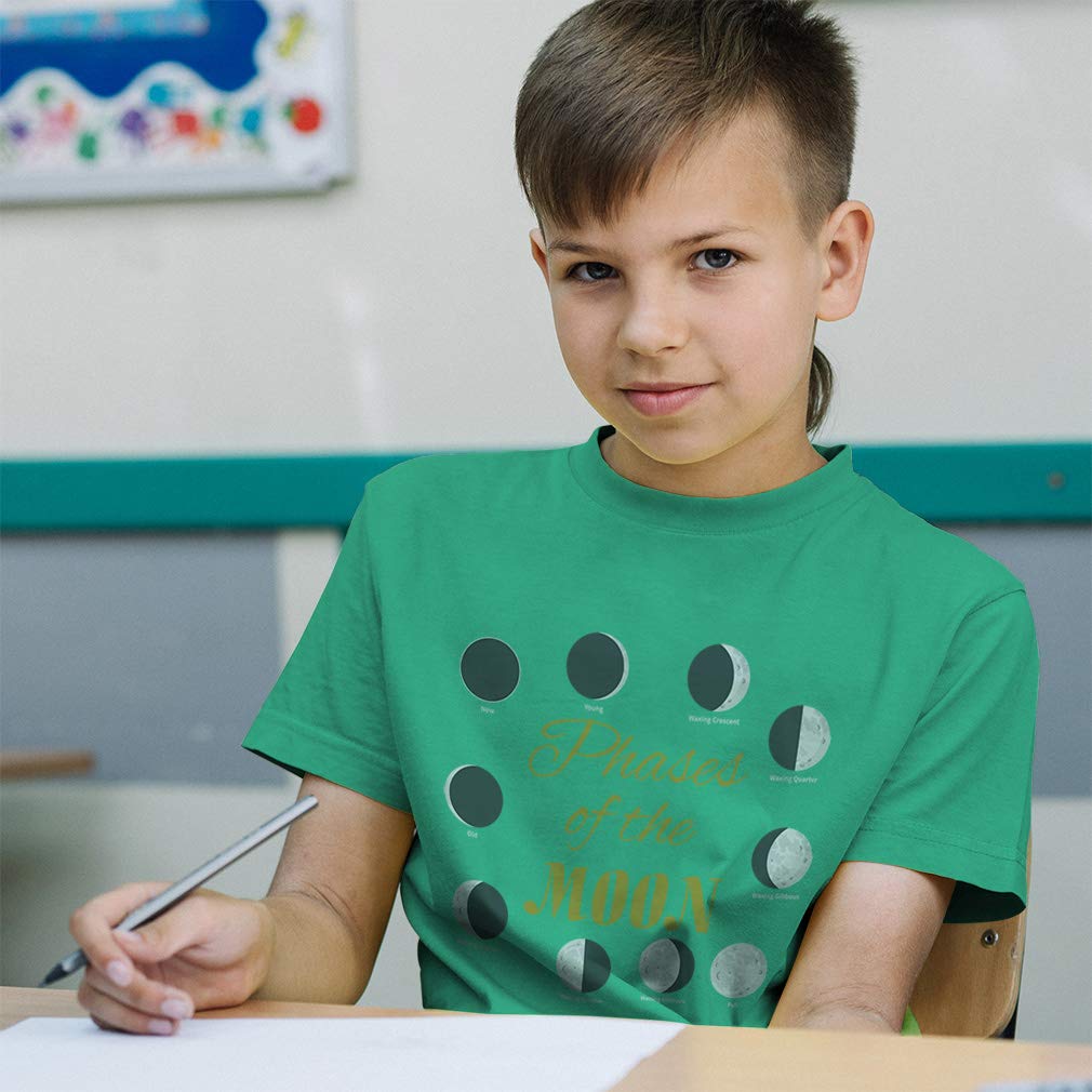 Planets & Space Phases of The Moon Cotton Toddler T-Shirt - Cute Astronaut Themed Tee for Boys & Girls (2T, Aqua Blue) | Perfect for Space-Themed Birthday Parties & Preschool Activities