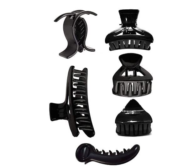 Trendy Black Plastic Hair Clutch for Women - Medium Size Hair Claw Clip (Pack of 5) | Perfect for Ponytails, Buns & Everyday Hairstyles
