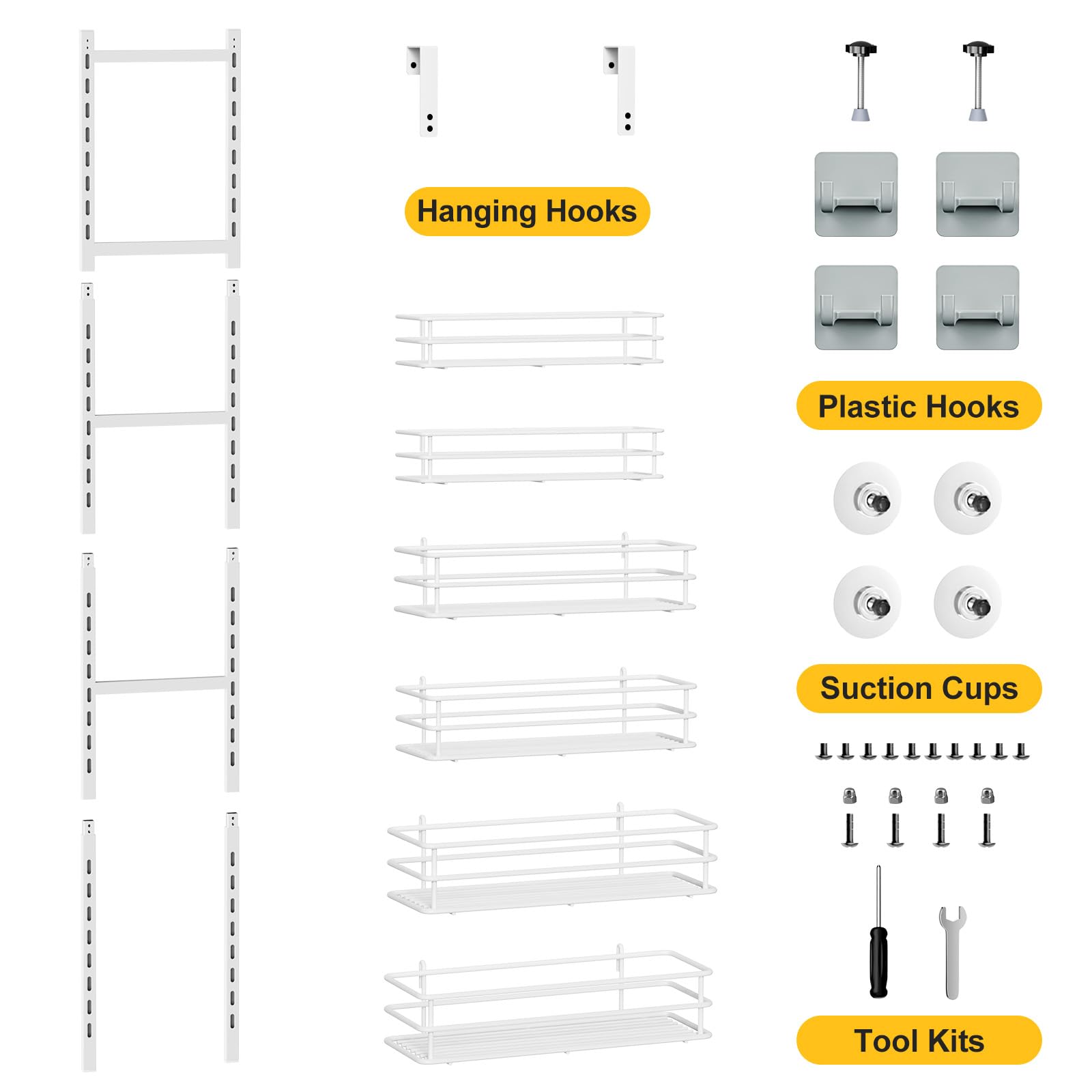 6-Tier Over the Door Pantry Organizer - White Metal Pantry Storage & Space Saver for Kitchen, Bathroom, or Closet - Easy Installation Hanging Door Organizer