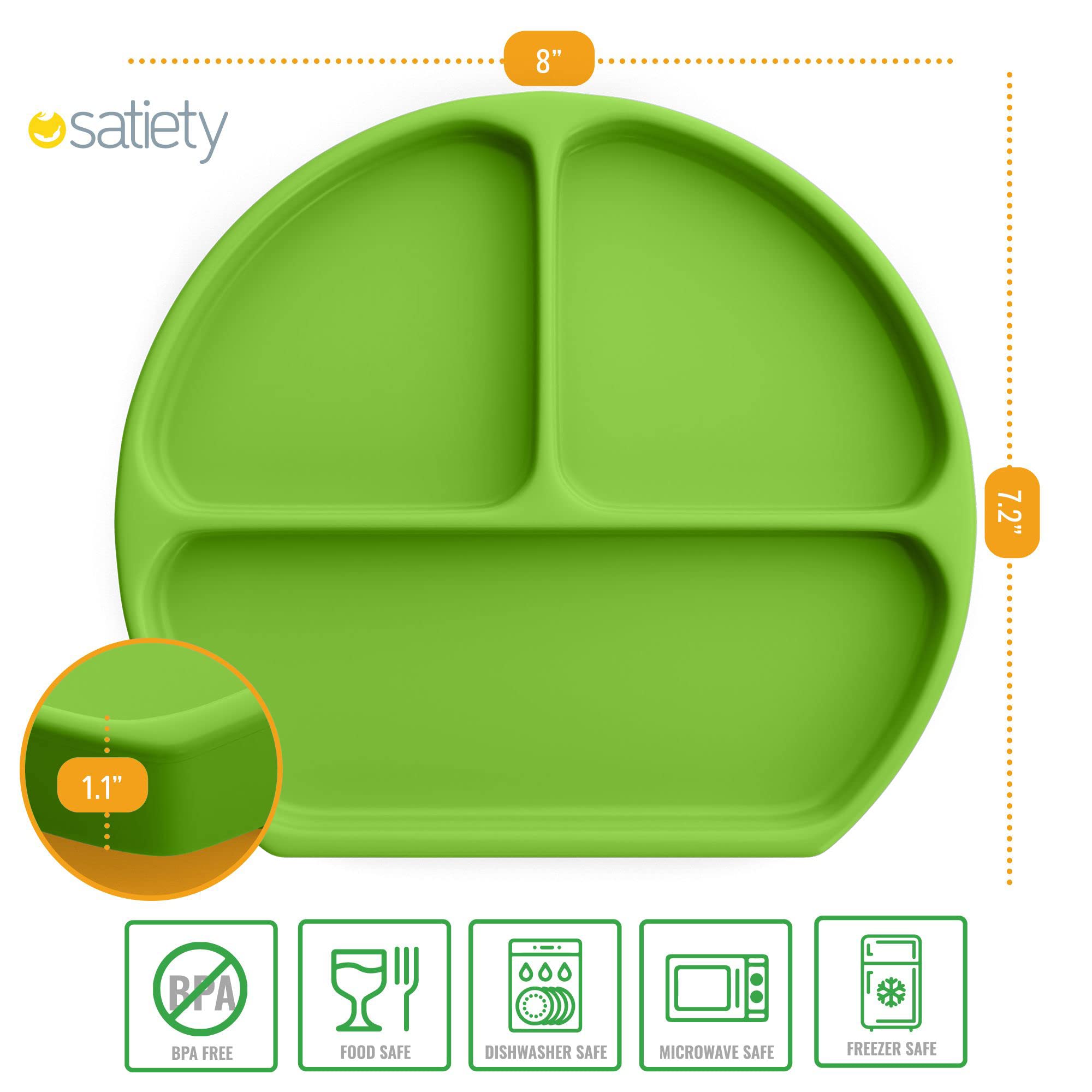 Non-Slip Silicone Suction Plates for Toddlers - 100% Food-Grade, BPA-Free Baby Feeding Plates with Strong Suction Base - Microwave & Dishwasher Safe - Perfect for High Chairs, Travel & Mess-Free Mealtime (Light Green)