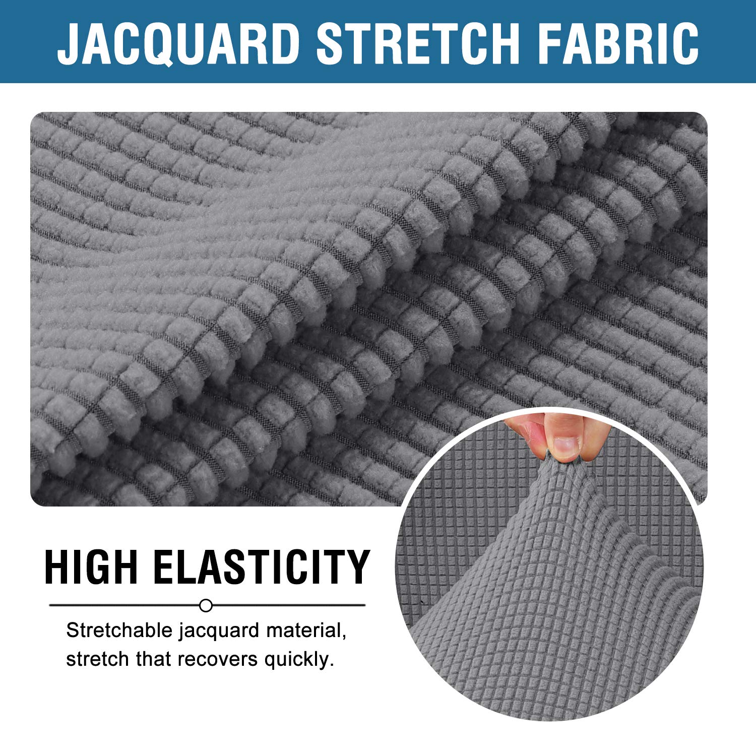 H.VERSAILTEX Stretchable Universal Chair Cover - Fits Home Office, Executive, Gaming & Boss Chairs | Non-Slip Thick Jacquard Fabric | Grey - Large Size | Perfect for Workspace, Gaming Setup & Office Decor