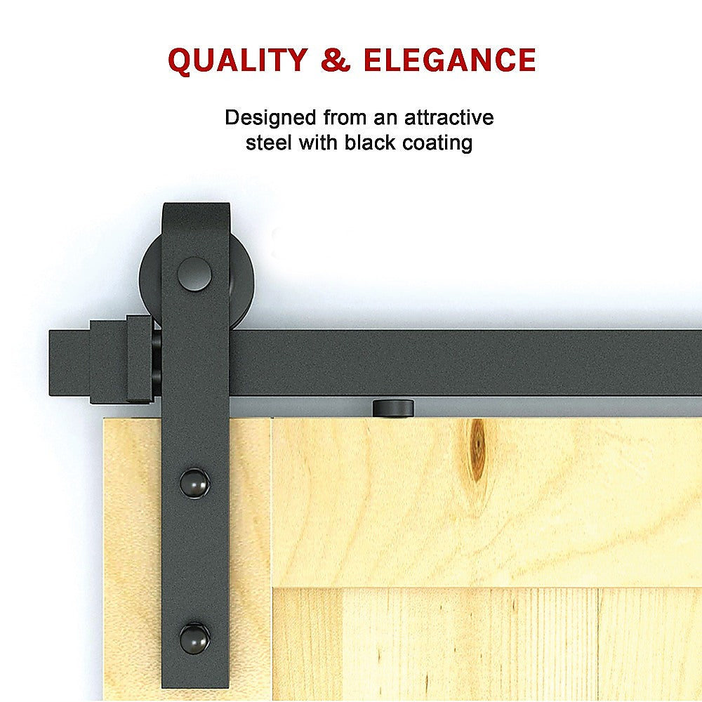 1.8m Heavy Duty Sliding Barn Door Hardware Kit - Durable & Sturdy for Modern Farmhouse, Bedroom, Closet, and Office Doors