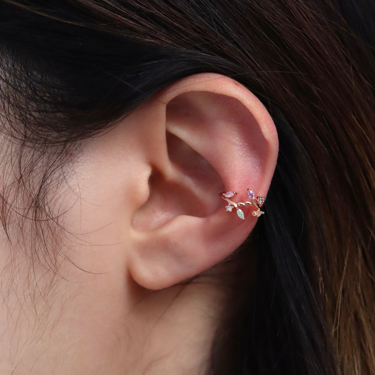 Rainbow Gem Ear Cuff - Boho Chic Non-Piercing Earrings for Women | Perfect for Music Festivals, Parties & Everyday Wear