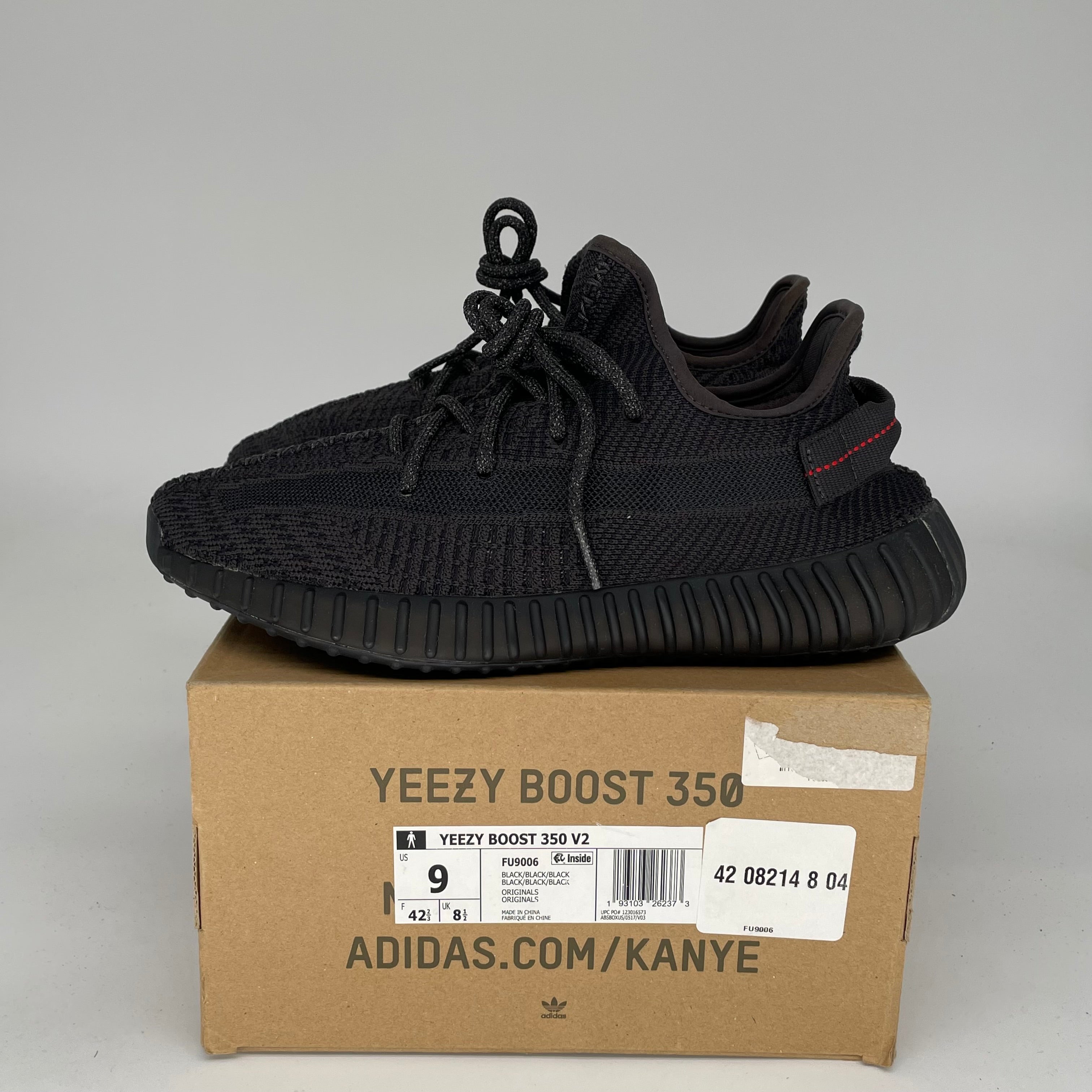 Adidas Yeezy Boost 350 V2 Black Non-Reflective Men's Running Shoes Size 9 - Style Code FU9006 | Perfect for Casual Wear, Gym & Street Fashion