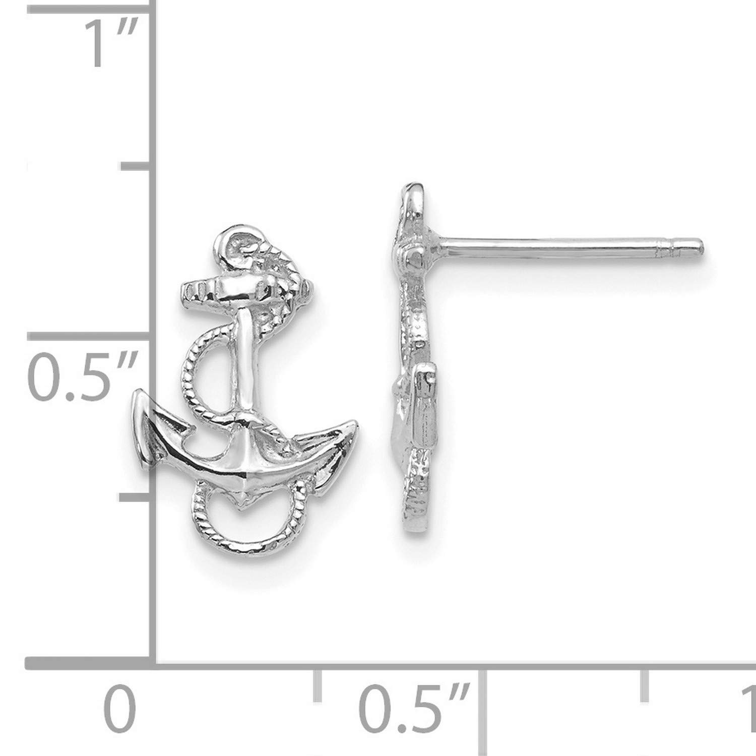 14K White Gold Anchor Rope Trim Post Earrings for Women - Nautical Jewelry for Everyday Wear & Gifts