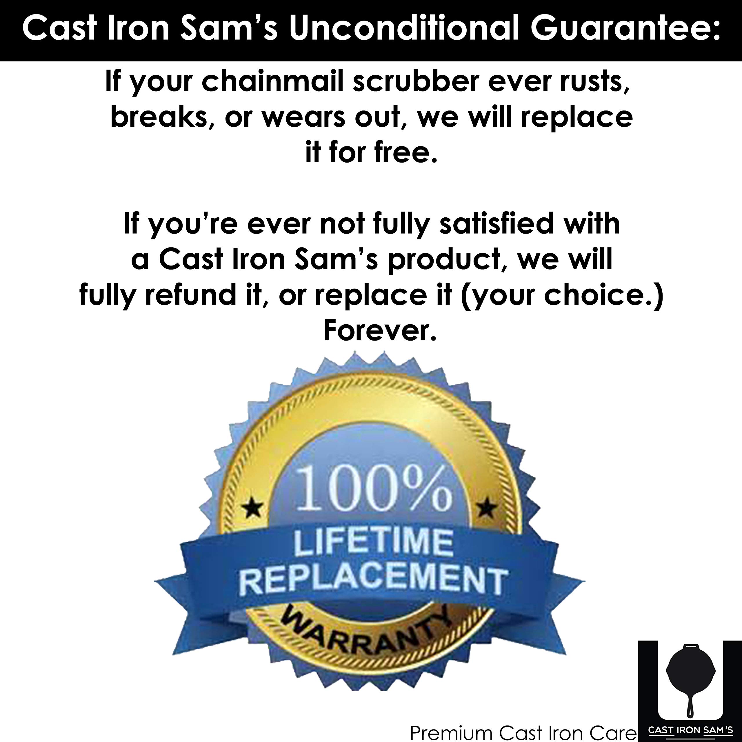 XXXL Heavy Duty Cast Iron Chainmail Scrubber - 8x8 Inch Stainless Steel Scouring Pad for Cast Iron Pans, Skillets, Griddles, Dutch Ovens & Woks | Safe for Seasoning | Perfect for Camping, Outdoor Cooking & Kitchen Deep Cleaning