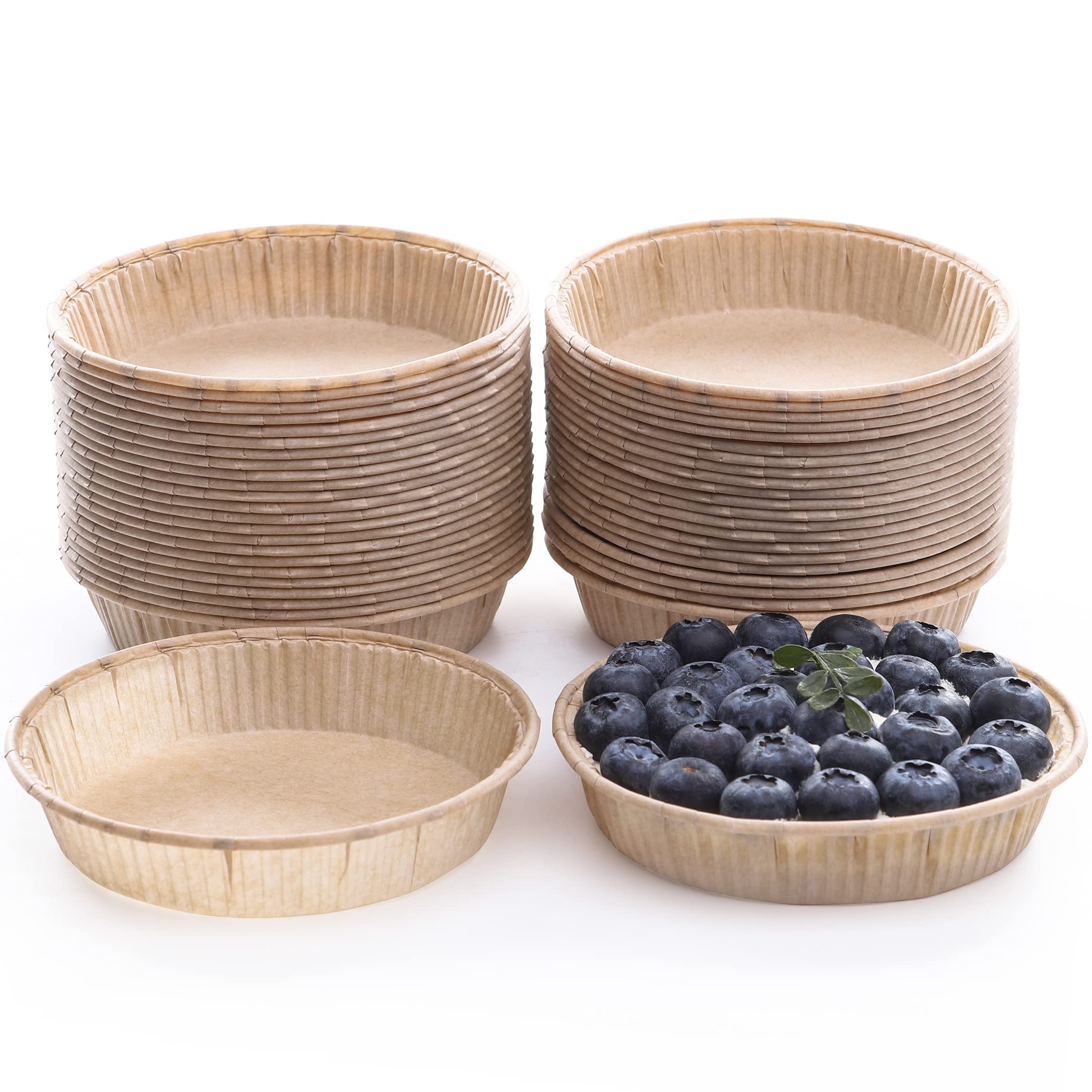 50pcs 4-Inch Mini Tart Pans for Baking - Non-Stick, Unbleached, Disposable Pie Tins - Oven & Microwave Safe - Perfect for Quiche, Mini Pies, Cupcakes & Party Desserts