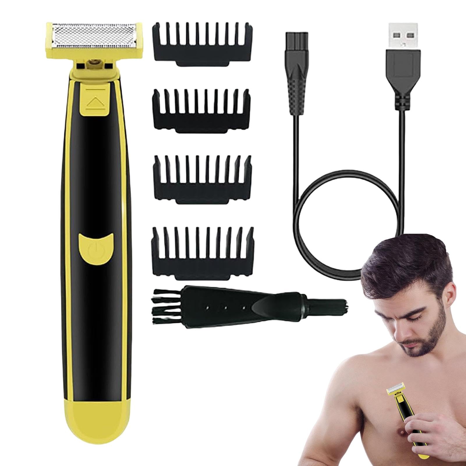 Premium Electric Shaver for Men - Wet & Dry Full Body Shaver with Adjustable Rotary Heads, Waterproof Design for Face & Body Grooming - Perfect for Travel, Gym & Daily Shaving Routine