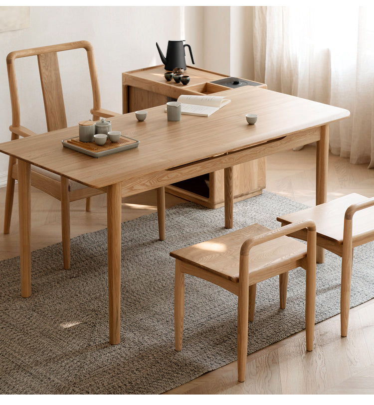 Premium Oak & Ash Solid Wood Tea Maker Set with Integrated Tea Table - Perfect for Home, Office & Zen Tea Ceremonies