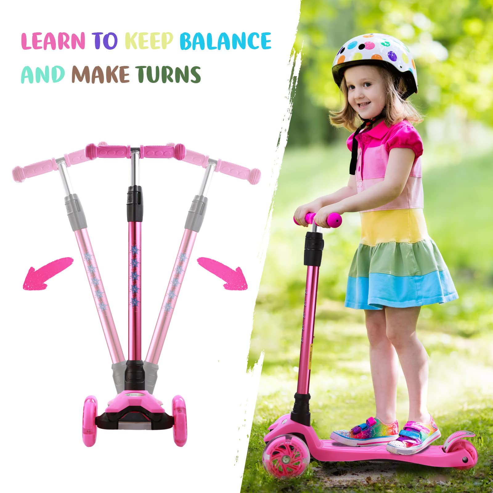 **Best 3 Wheel Scooter for Kids Ages 3-12 - Light Up Wheels, Adjustable Height & Sturdy Deck - Perfect for Outdoor Play, Commuting & Birthday Gifts**