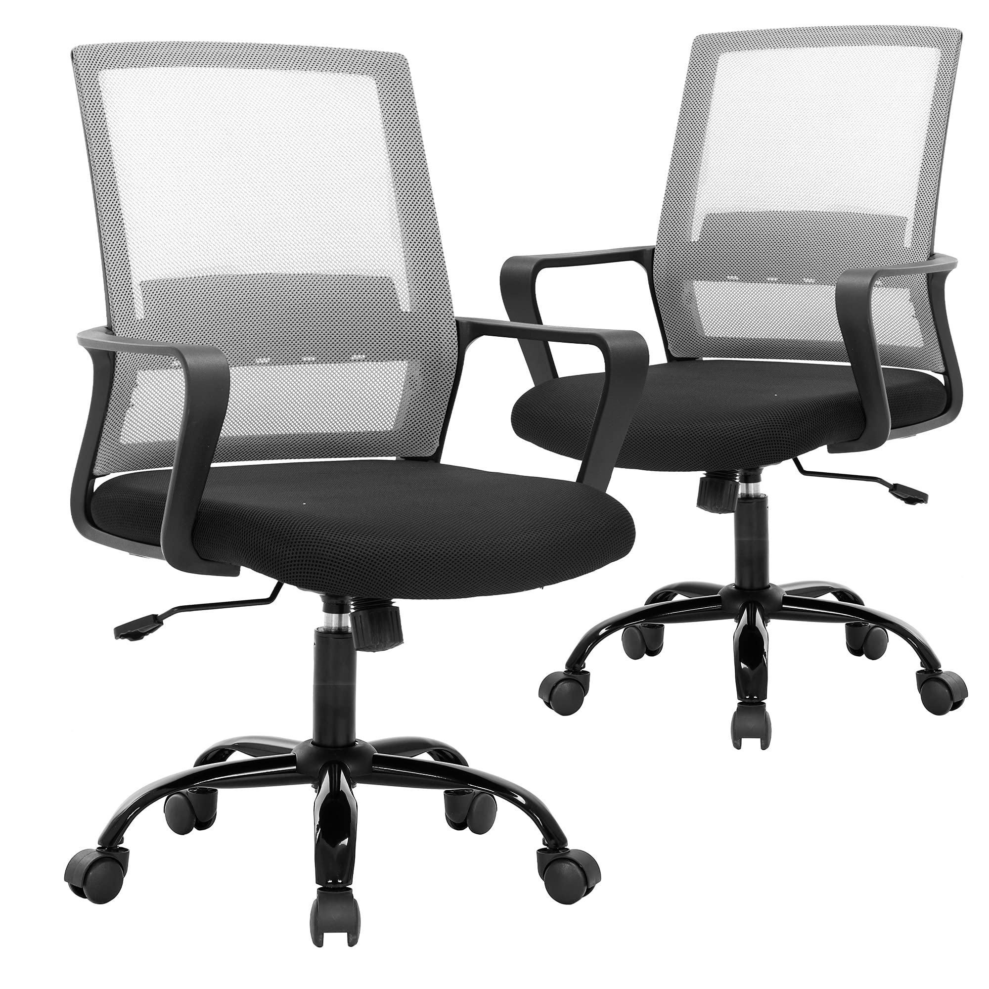 Ergonomic Mesh Office Chair with Lumbar Support - Adjustable Swivel Rolling Computer Desk Chair for Women & Men, Heavy Duty Metal Base, Grey - Perfect for Home Office, Gaming & Workspaces
