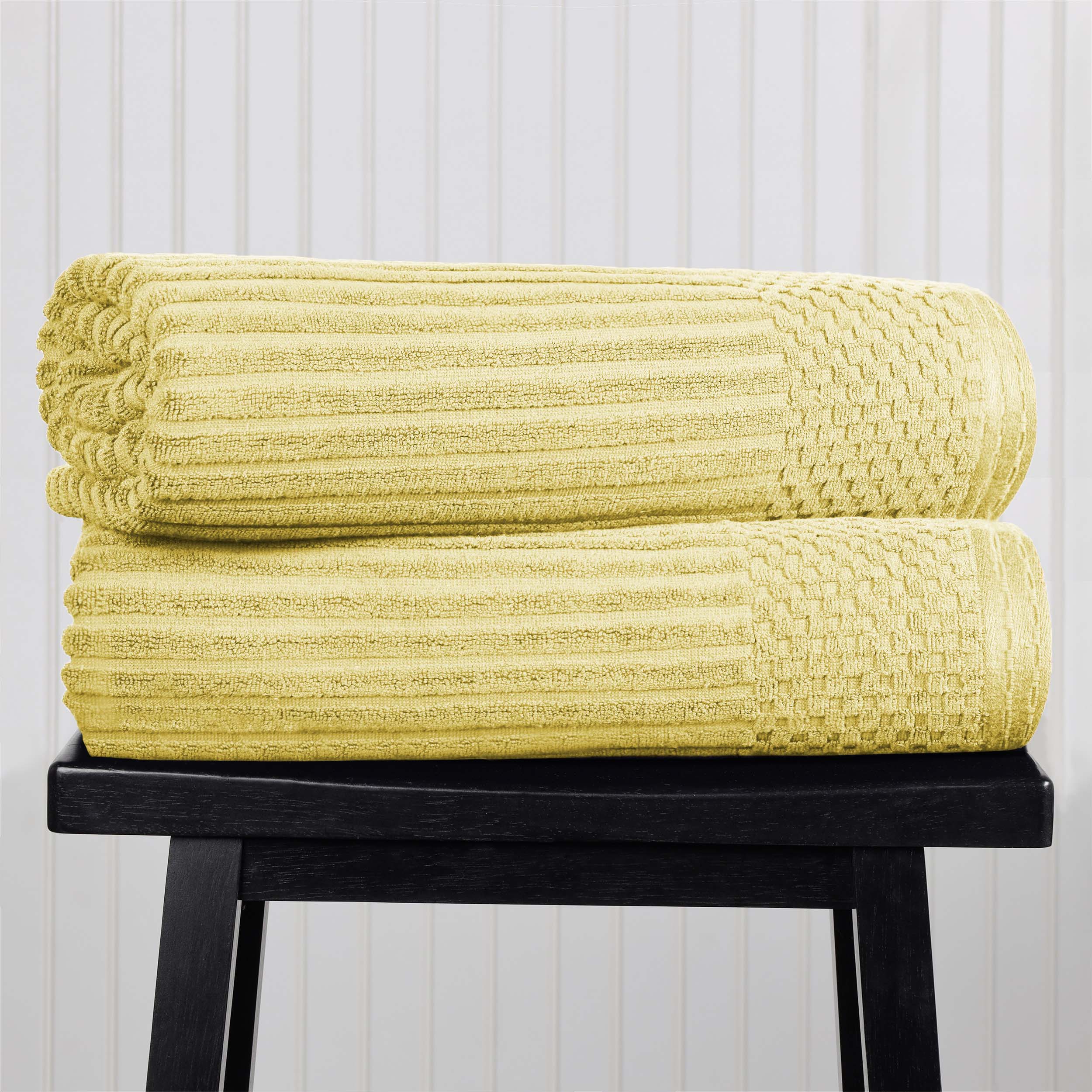 Premium Cotton Ribbed Textured Bath Towel Set - Ultra Absorbent 2-Piece Bath Sheet Set for Spa, Beach & Luxury Bathroom Use
