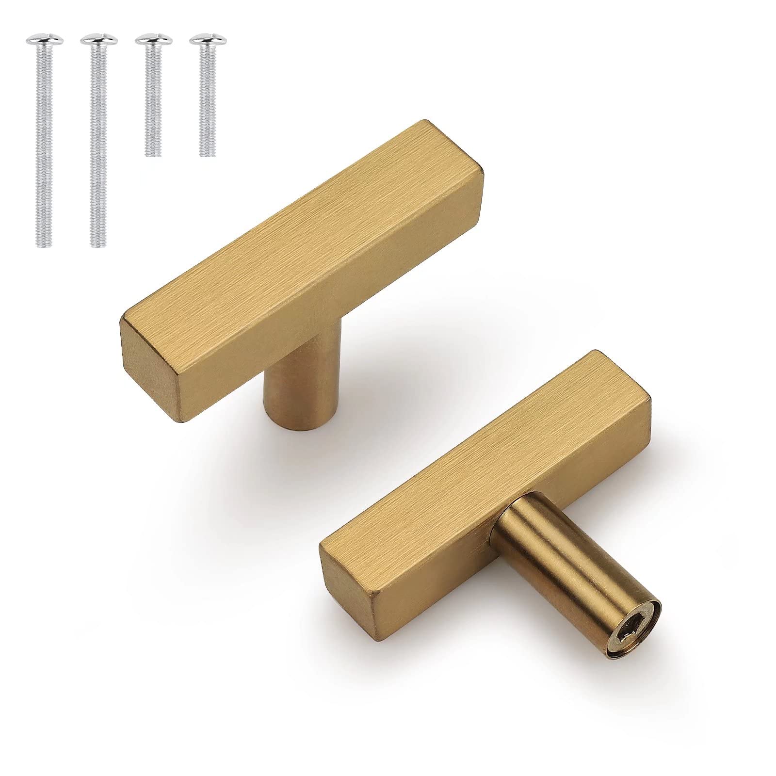 Probrico Gold 2 Inch (50mm) Square T Bar Cabinet Handles - Pack of 1 - Kitchen & Drawer Pulls for Cabinets, Dressers & Furniture Hardware - Perfect for Modern Kitchen Remodel & Home Upgrade