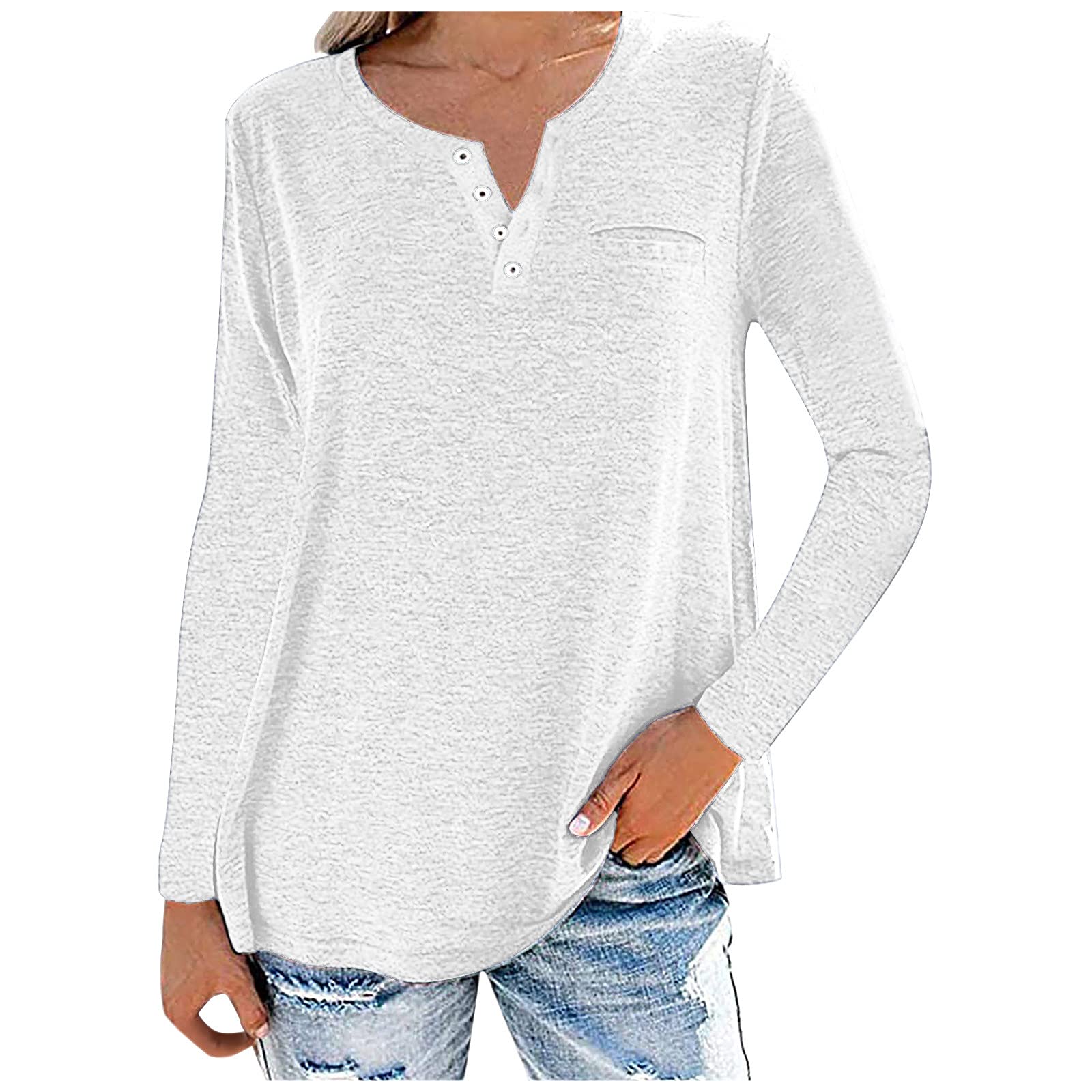 Women's Long Sleeve Henley Shirts - Camouflage Graphic Tee Tops for Fall | Casual Low Cut Blouse & Tunic Sweatshirts | Perfect for Outdoor Adventures, Date Nights & Everyday Wear