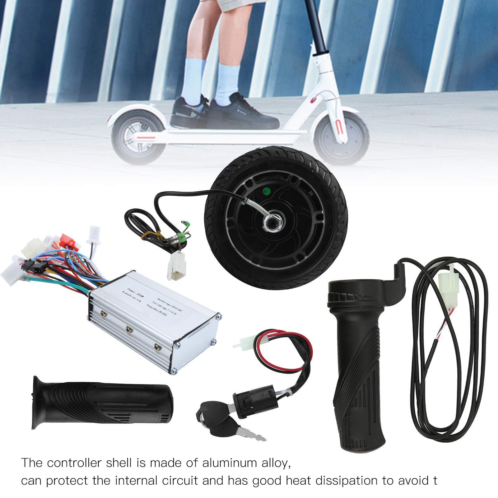 24V 350W Brushless Hub Motor Kit - 8 Inch Electric Scooter Conversion Set for DIY E-Scooter Upgrades | Perfect for Commuting, Campus Travel & Urban Mobility
