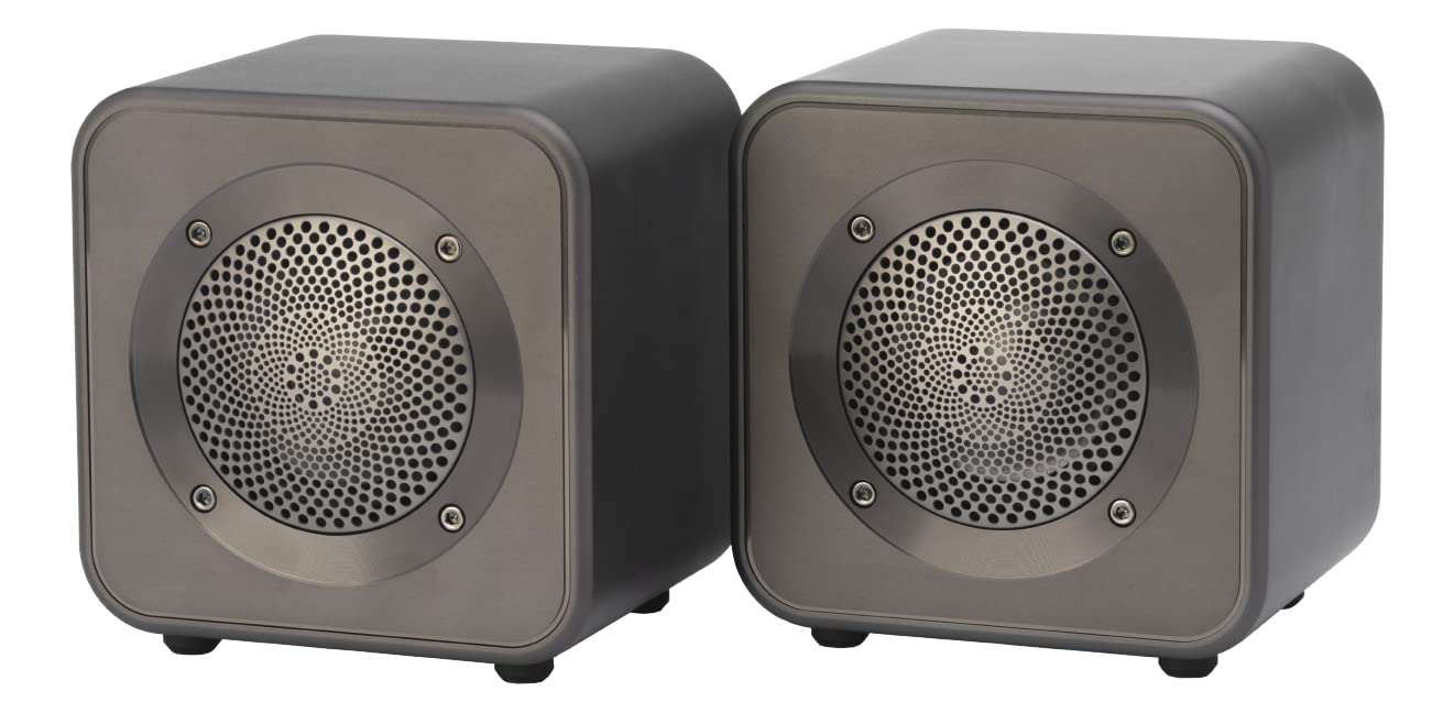 Mitchell Acoustics uStream Go True Wireless Stereo Bluetooth Speakers (Pair) - Gun Metal Finish - Professional Sound Quality for Outdoor, Travel & Home Use