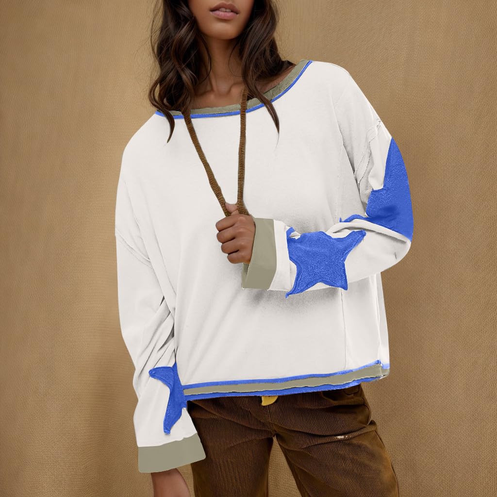Trendy Women's Cropped Crewneck Sweatshirt - Loose Fit Long Sleeve Fall Tops 2025 | Fashion Workout Sweater | Perfect for Gym, Yoga, and Casual Streetwear Outfits