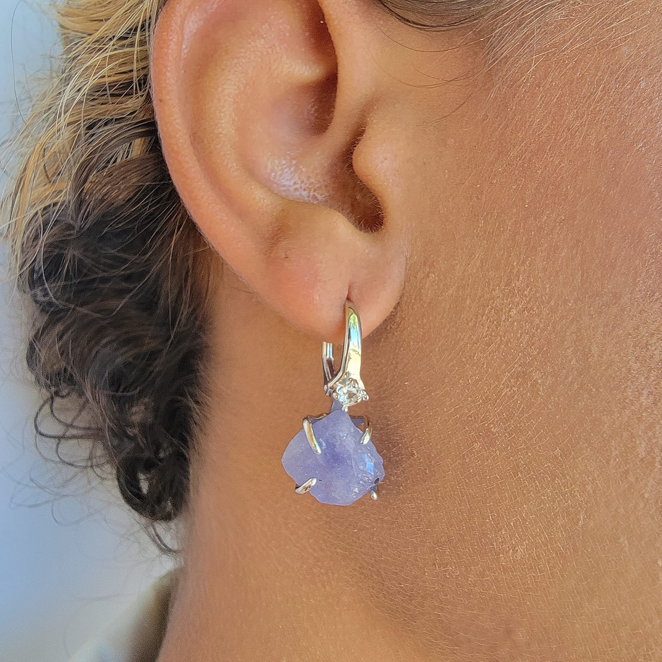 Genuine Tanzanite Drop Earrings in 14K White Gold - December Birthstone Jewelry for Women, Anniversary Gift, Christmas Present, Mother's Day & Birthday Gift - Perfect for Evening Wear, Special Occasions & Gift Giving