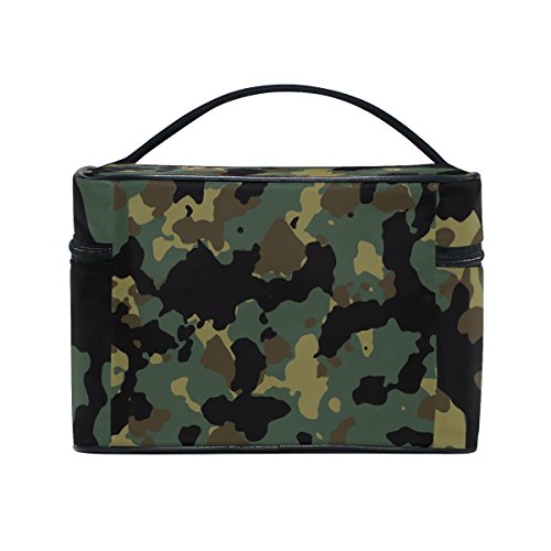 Military Camo Camouflage Print Travel Makeup Bag - Waterproof Cosmetic Organizer Case for Women & Men - Perfect for Camping, Hiking, Gym & Outdoor Adventures