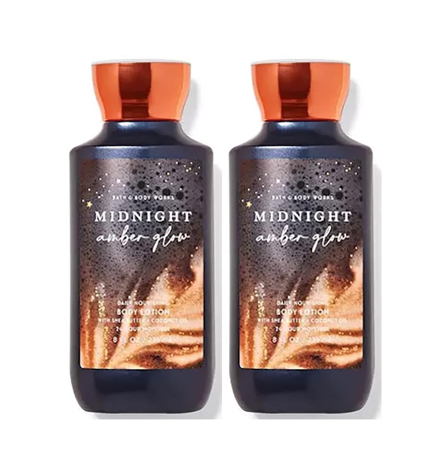 Bath & Body Works Midnight Amber Glow Super Smooth Body Lotion Set - 8 Oz (2 Pack) | Moisturizing Gift for Women | Perfect for Nighttime Skincare & Relaxation