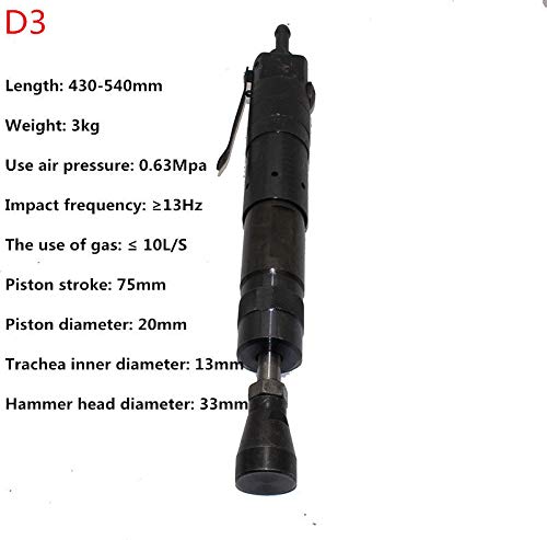 D3 Pneumatic Tamping Machine - Heavy Duty Earth Sand Rammer Tamper Hammer (430-540mm) for Construction, Landscaping & Road Repair
