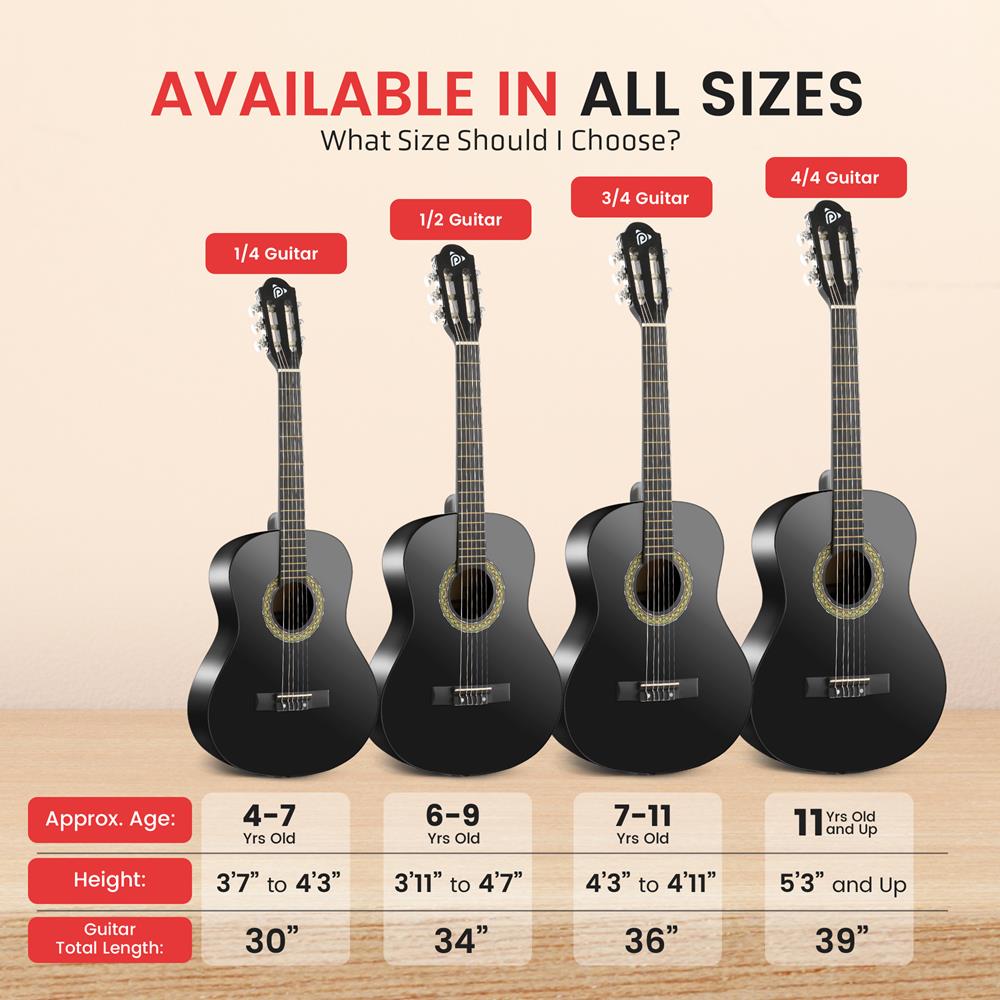 Complete Classic Guitar Kit for Beginners - Acoustic Guitar with Tuner, Strings, Picks & Case - Perfect for Learning, Practice & Home Performances