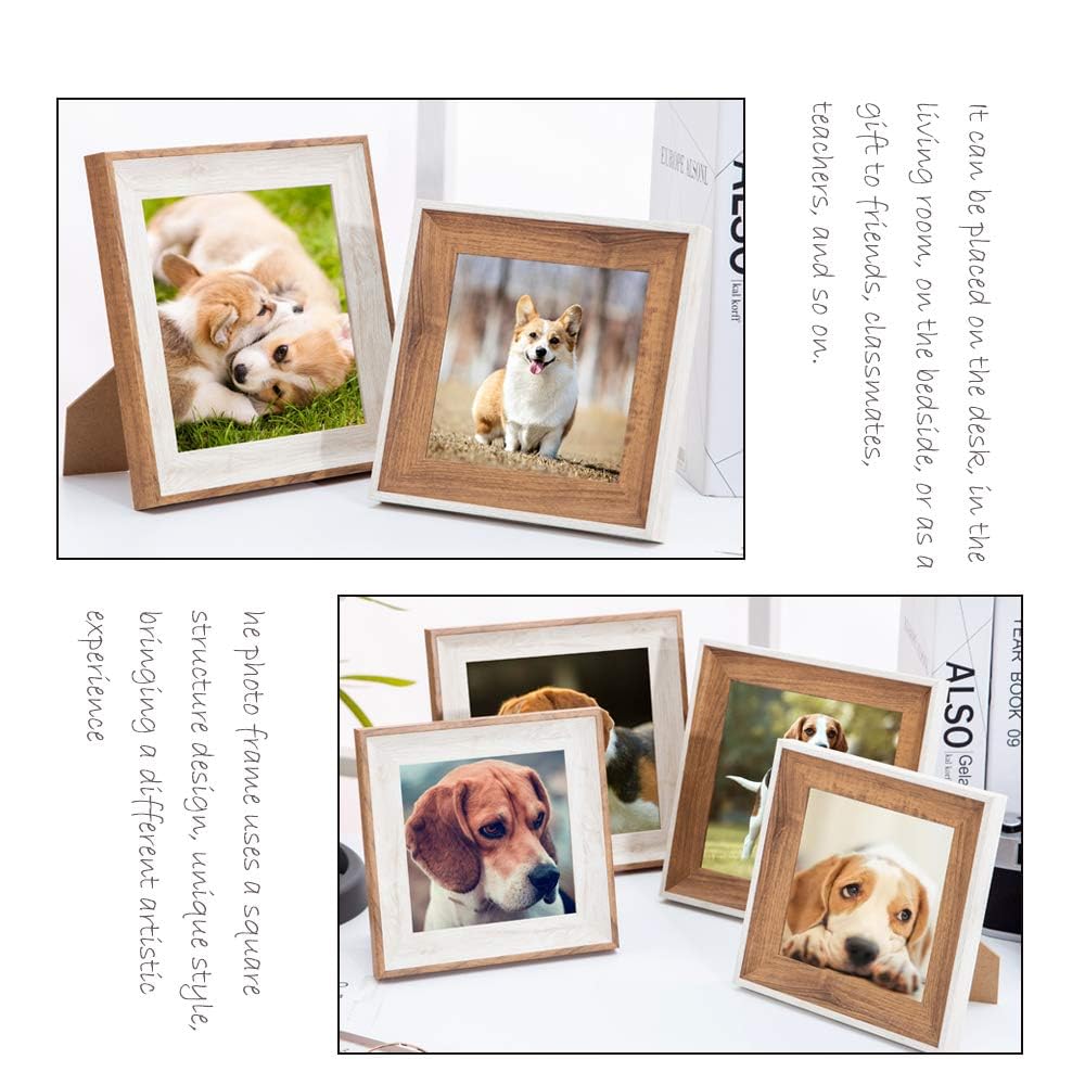 Premium Wooden 6x6 Inch Square Picture Frames with Shatterproof Acrylic - Set of 2 (Wall Mount & Tabletop Display) - Perfect for Baby Photos, Wedding Portraits, Family Memories & Christmas Gifts - Ideal for Home Decor, Office Display, and Special Occasions