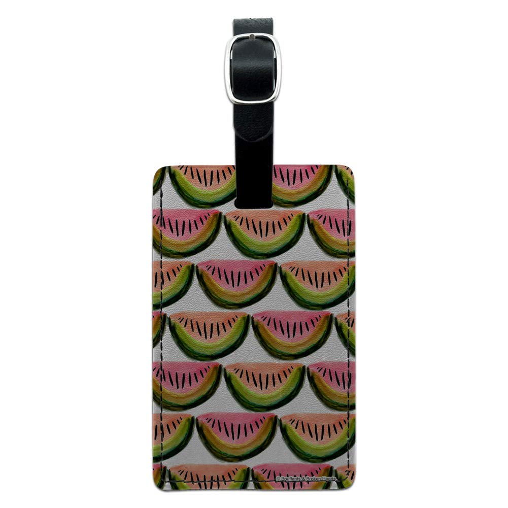 Watermelon Watercolor Rectangle Leather Luggage Tag - Durable Carry-On ID Tag for Suitcases, Backpacks & Travel Bags | Perfect for Vacation, Business Trips & Airport Identification
