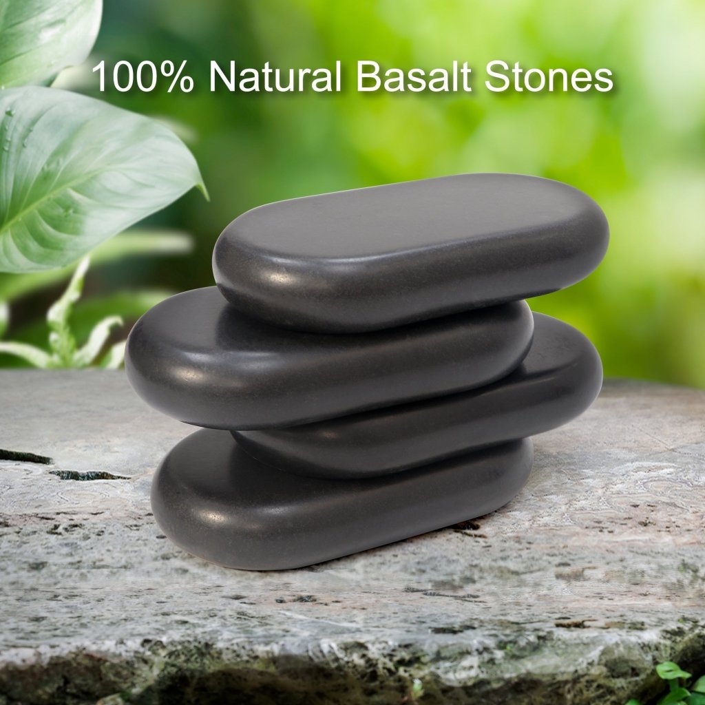Professional XX Large Flat Oval Basalt Hot Stone Massage Set - 4 Pack (6