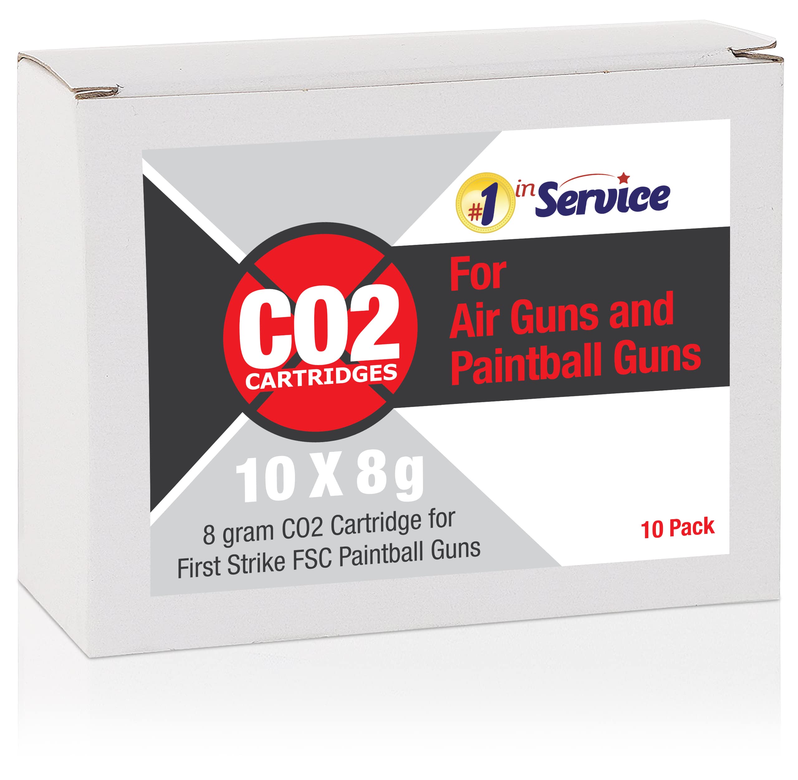 10-Pack 8g CO2 Cartridges for First Strike Paintball Pistols - High Grade, 2.5