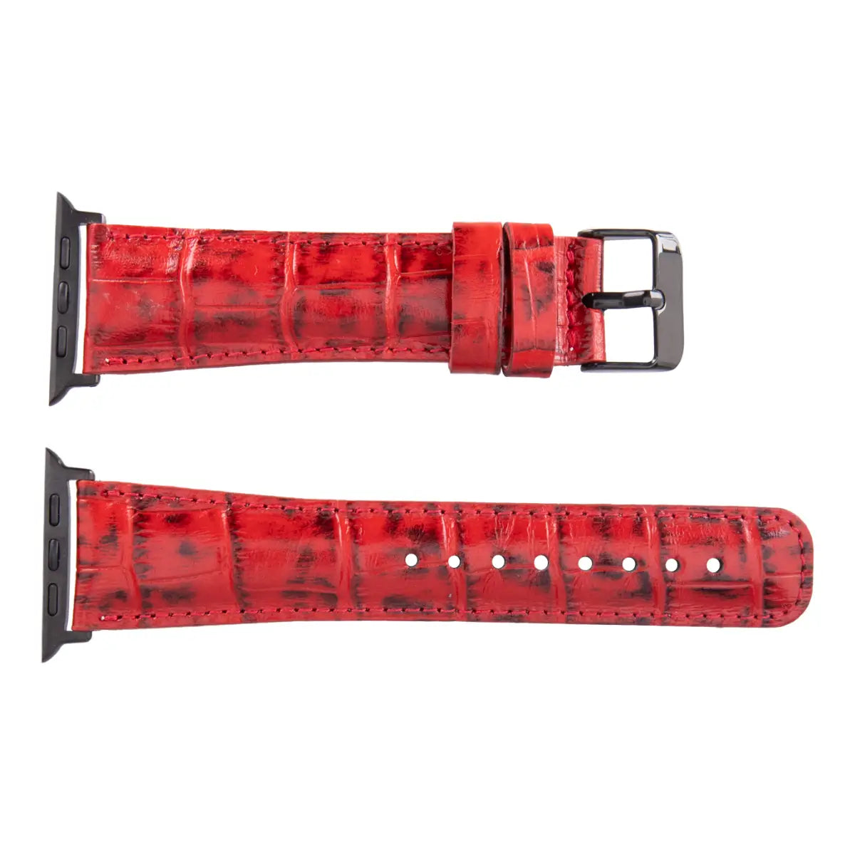 Genuine Red Crocodile Pattern Leather Apple Watch Band - Classic Luxury Strap for Apple Watch Series 9/8/7/SE - Perfect for Business, Formal Events & Everyday Wear