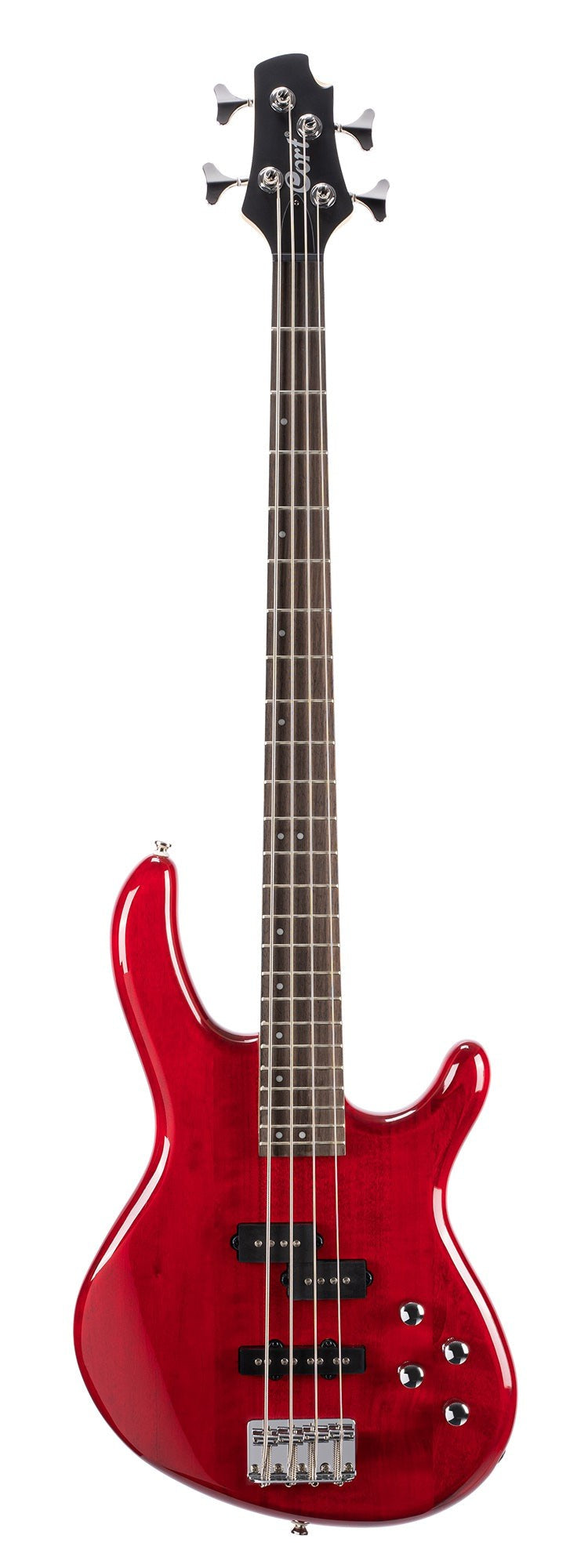 Cort ACTION Bass PLUS 4 String Electric Bass Guitar - Transparent Red Finish | Perfect for Beginners, Live Performances & Studio Recording