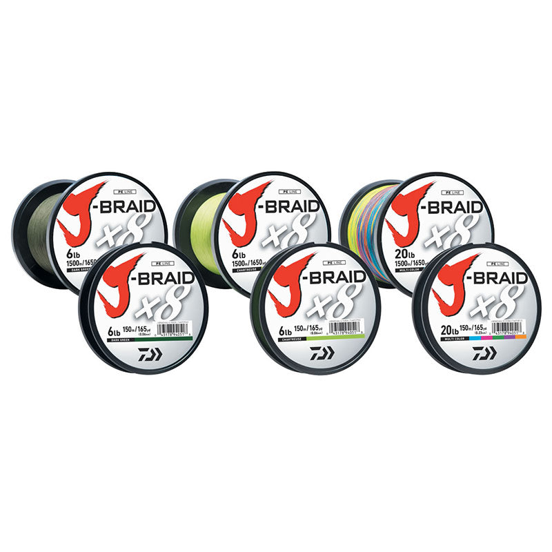 Daiwa J Braid X8 Super Strong Braided Fishing Line - 150m/300m/500m Spools - High Performance Saltwater & Freshwater Fishing Line for Bass, Trout, and Saltwater Game Fish