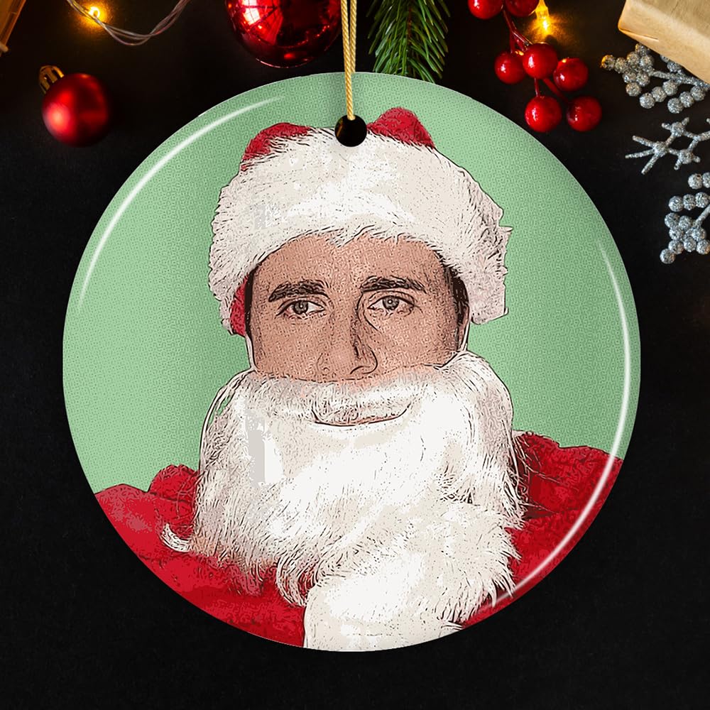 The Office Santa Michael Scott Christmas Ornament - Fun Holiday Decoration for Fans | Perfect TV Show Themed Gift for Christmas Tree & Office Decor