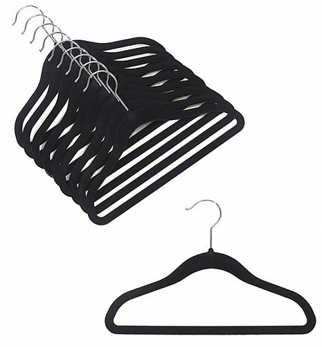 Ultra-Slim Kids Velvet Clothes Hangers - 100 Pack Black - Space Saving Hangers for Children's Wardrobe, Closet & Travel Organizer