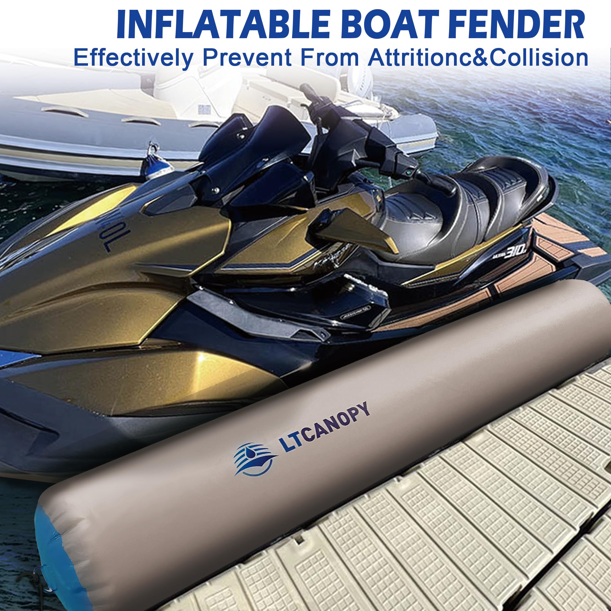 Heavy Duty Inflatable Boat Fender - Premium PVC Marine Bumper with Double Braided Nylon Dock Line for Yachts, Sailboats & Docking Protection | Includes Foot Pump | Ideal for Boat Mooring, Dock Protection & Watercraft Safety