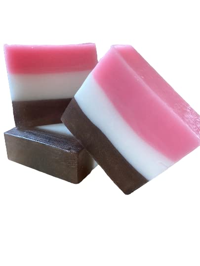 Astronaut Ice Cream Glycerin Soap Bar - Neapolitan Flavor (Chocolate, Vanilla & Strawberry) | Handmade Gift Soap for Space Enthusiasts, Unique Bath & Shower Experience