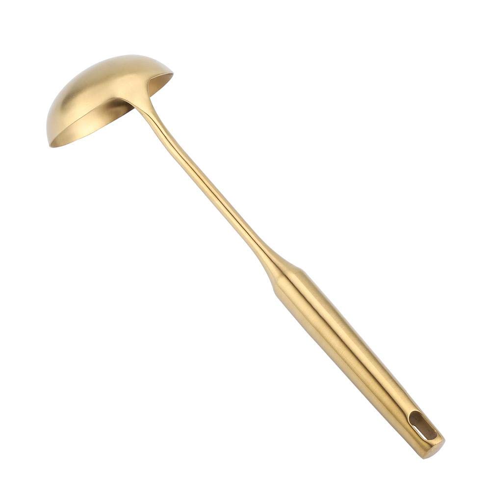 Premium Stainless Steel Gold Ladle - Large Kitchen Spoon for Cooking, Serving Soup, Chili, Gravy, Salad Dressing & Pancake Batter - Ideal for Restaurants, Catering & Home Chefs