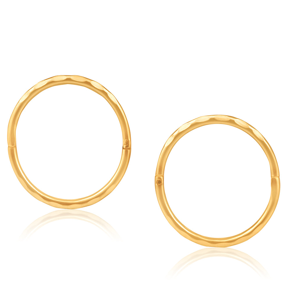 9ct Yellow Gold 13mm Faceted Sleeper Earrings - Hypoallergenic Stud Earrings for Women - Perfect for Everyday Wear, Gifts & Special Occasions
