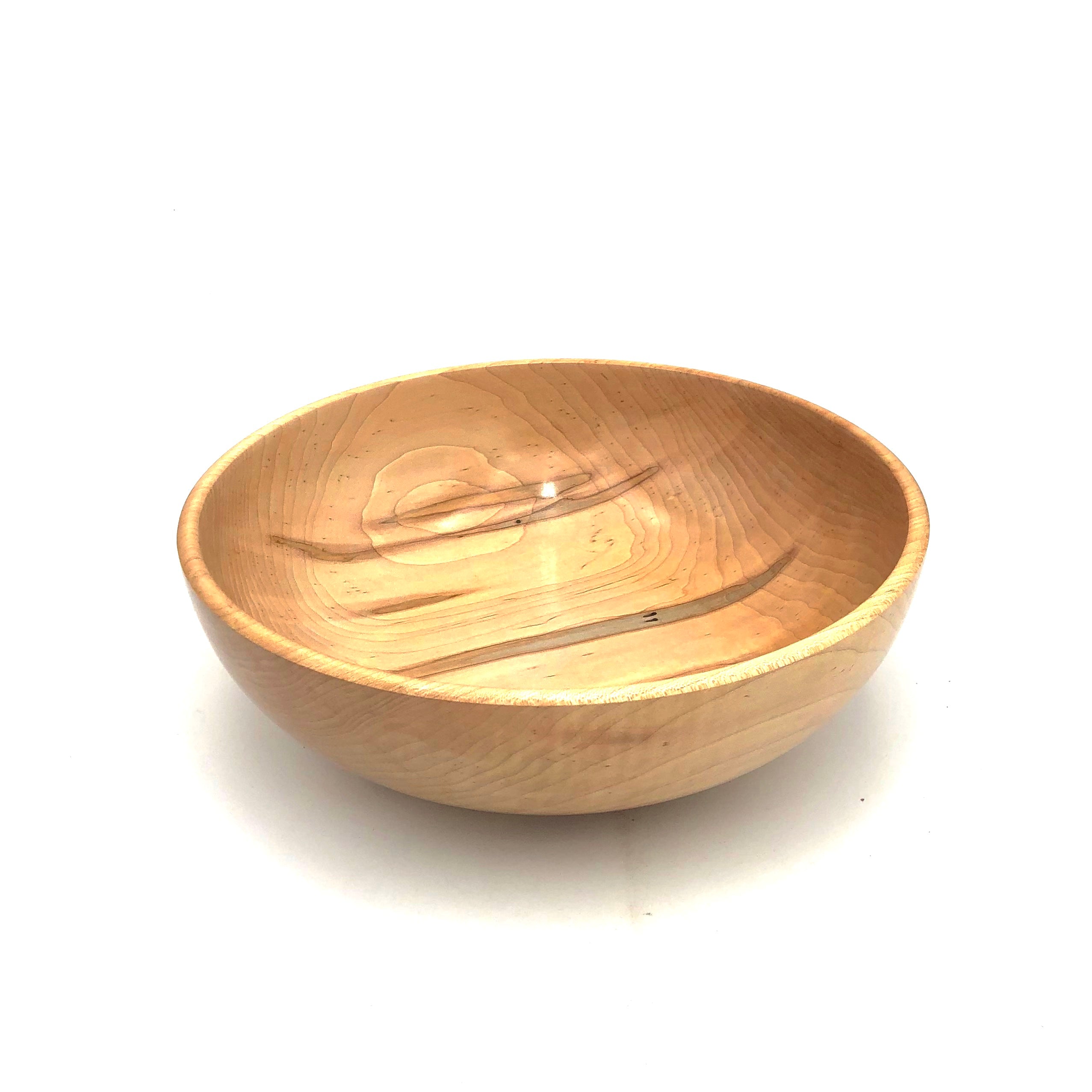Tom Boley Red Oak Hollow Lathe Works 11.5 x 3.5 Inch Ambrosia Maple Wooden Salad Bowl - Perfect for Serving Fresh Salads, Fruits, and Party Snacks