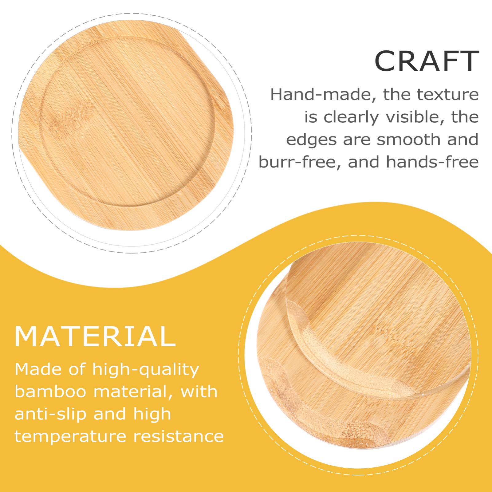 2-Piece Hemoton Bamboo Seasoning Jar Holder & Serving Tray Set - Round Wooden Coffee Table Tray for Soy Sauce, Vinegar Bottles, Cup Coasters - Perfect for Kitchen Organization & Dining Table Decor
