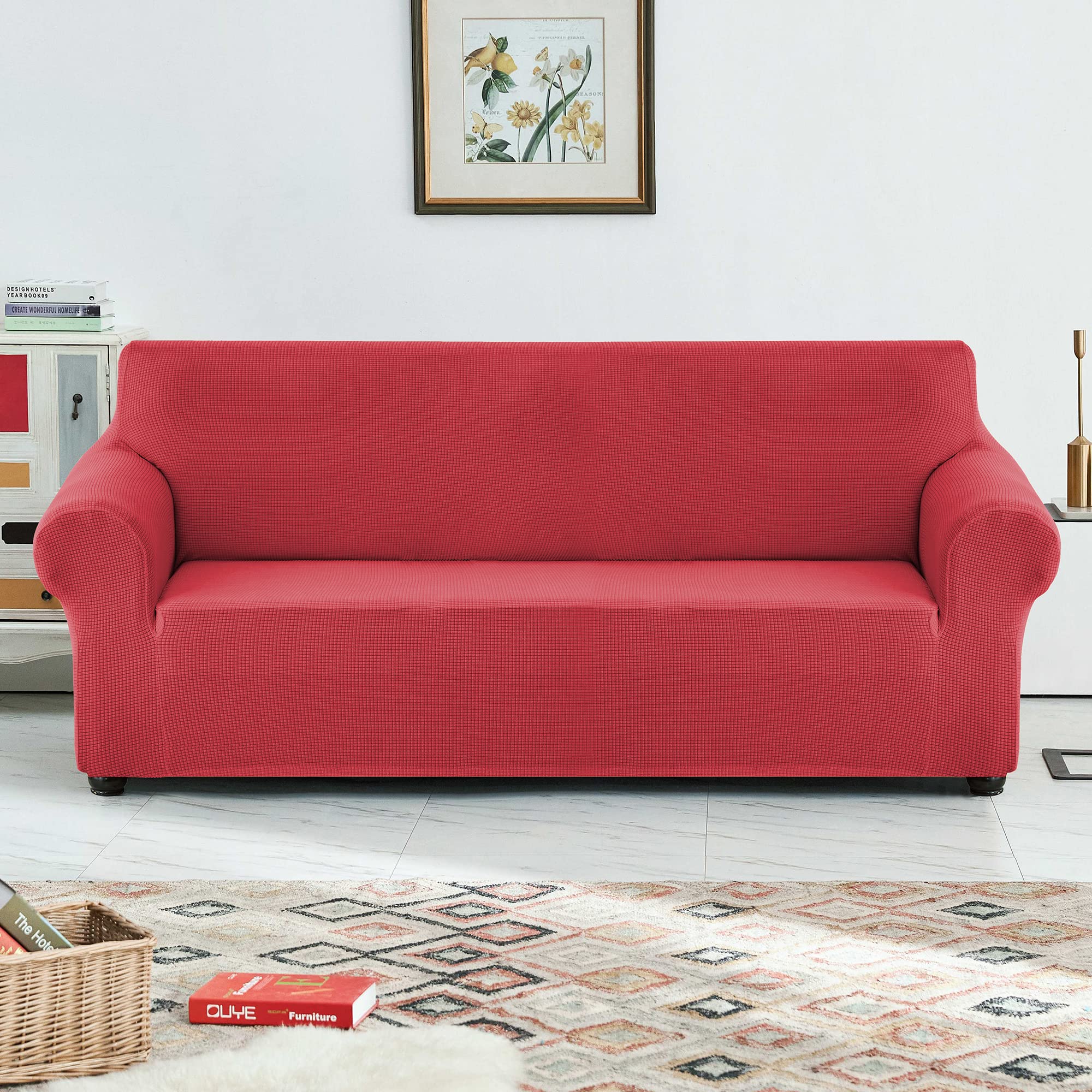Stretch Sofa Slipcover - Waterproof Couch Cover, Soft Elastic Furniture Protector for Pets & Kids - XL Size (Red) | Perfect for Living Room, Family Gatherings & Pet-Friendly Homes