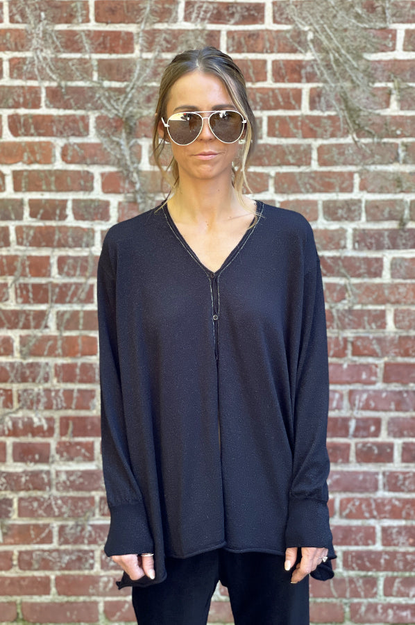 Stylish Metallic Shine Black Cardigan for Women - Perfect for Office Wear & Evening Outfits