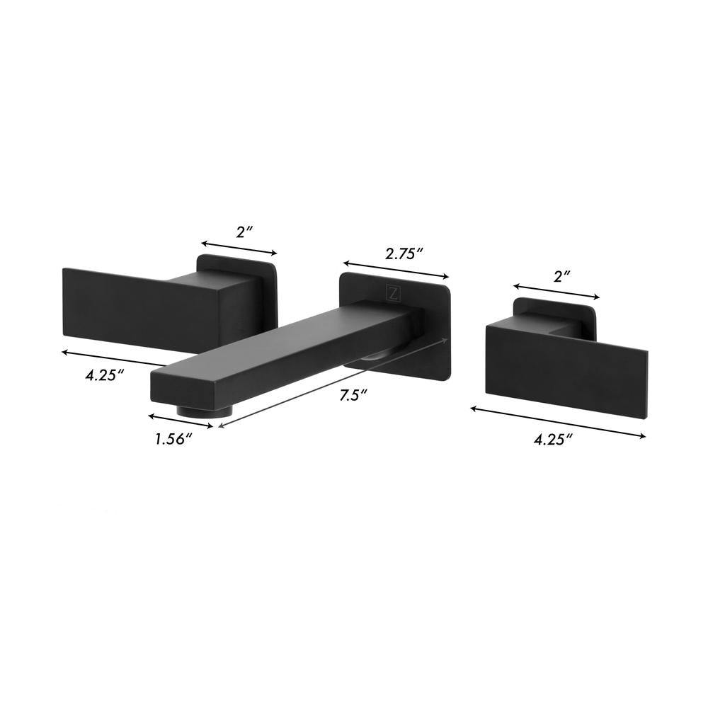 ZLINE Bliss Wall Mount Bathroom Faucet in Matte Black - Modern Matte Black Wall-Mounted Bathroom Sink Faucet with High Arc Spout for Bathroom Vanity, Powder Room, and Guest Bathroom (BLS BFW MB)