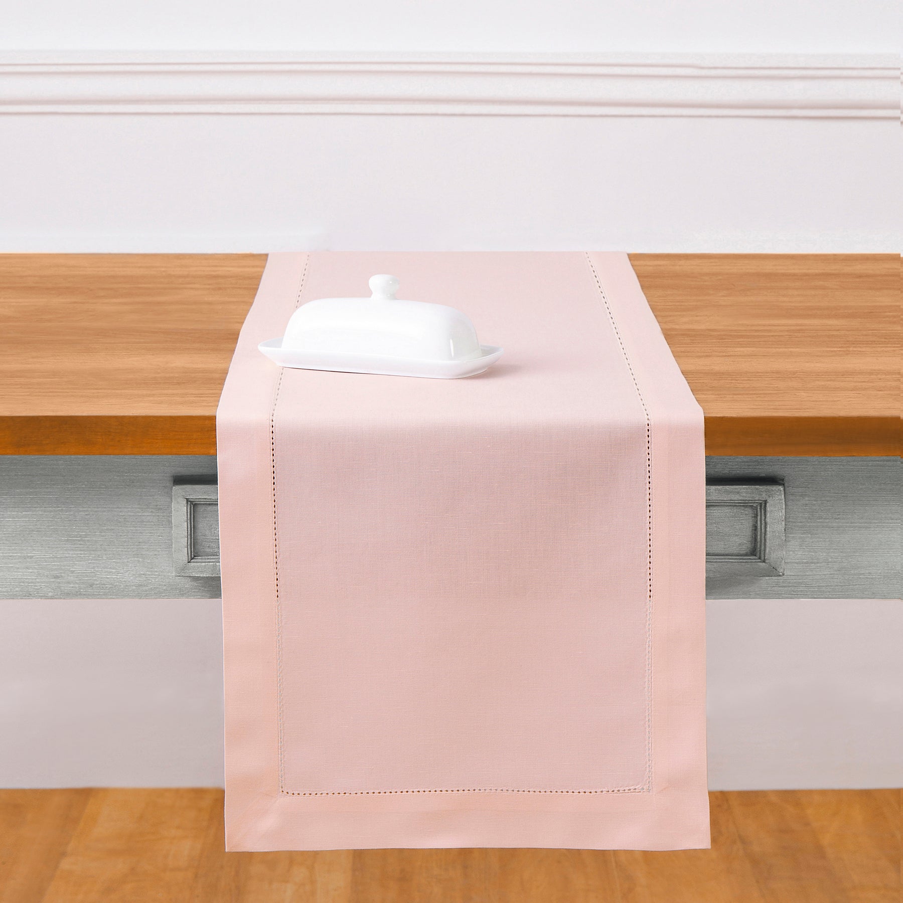 Premium Cotton Linen Hemstitch Table Runner - Elegant Dining Table Decor for Weddings, Parties & Home Decor - 60
