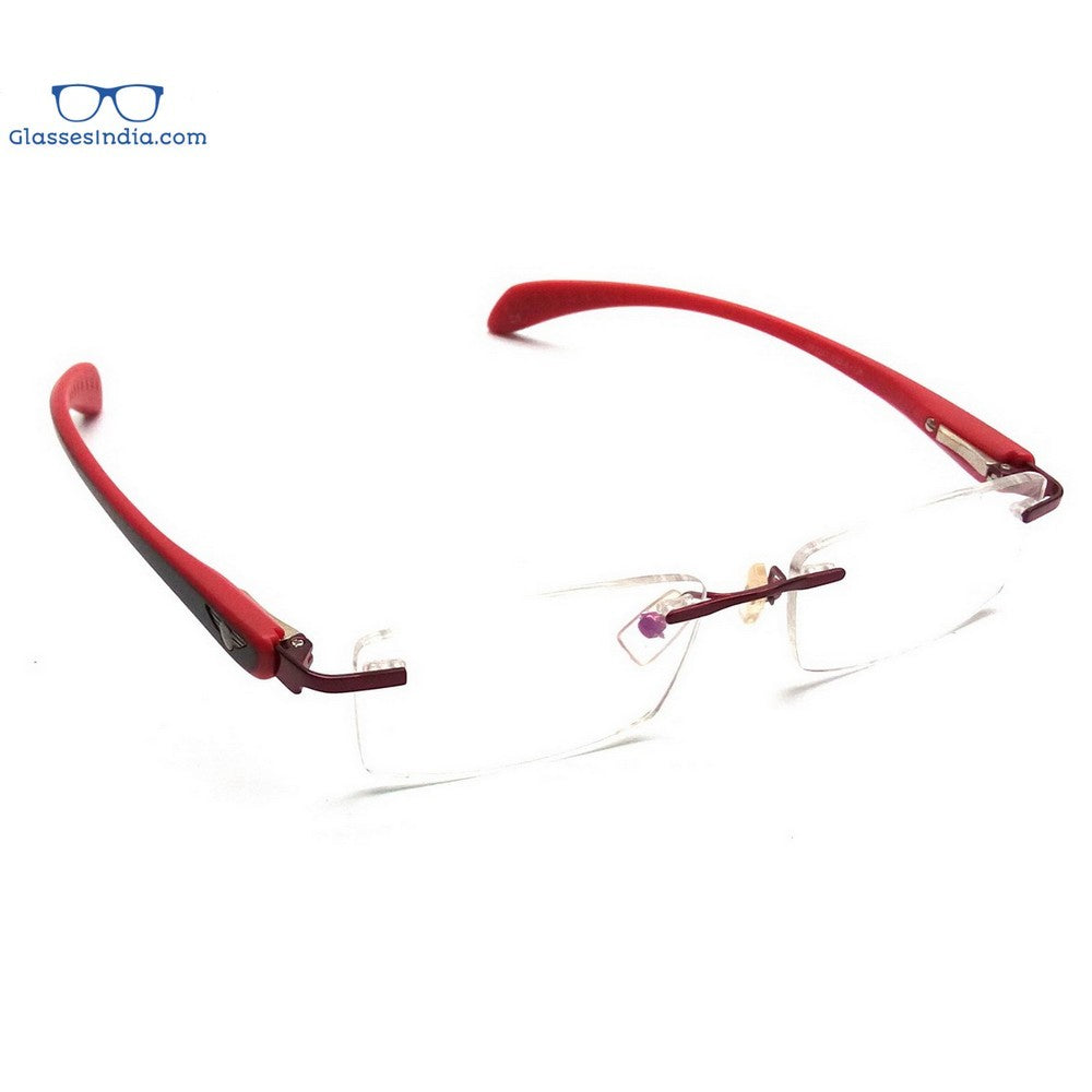 Blue Light Blocking Computer Glasses - Red Rimless PF2257RD for Eye Strain Relief | Gaming, Office Work & Screen Time Protection