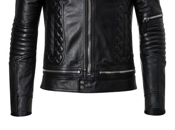 Genuine Leather Motorcycle Jacket for Men - Black Designer Biker Jacket - Perfect for Riding, Casual Wear & Outdoor Adventures