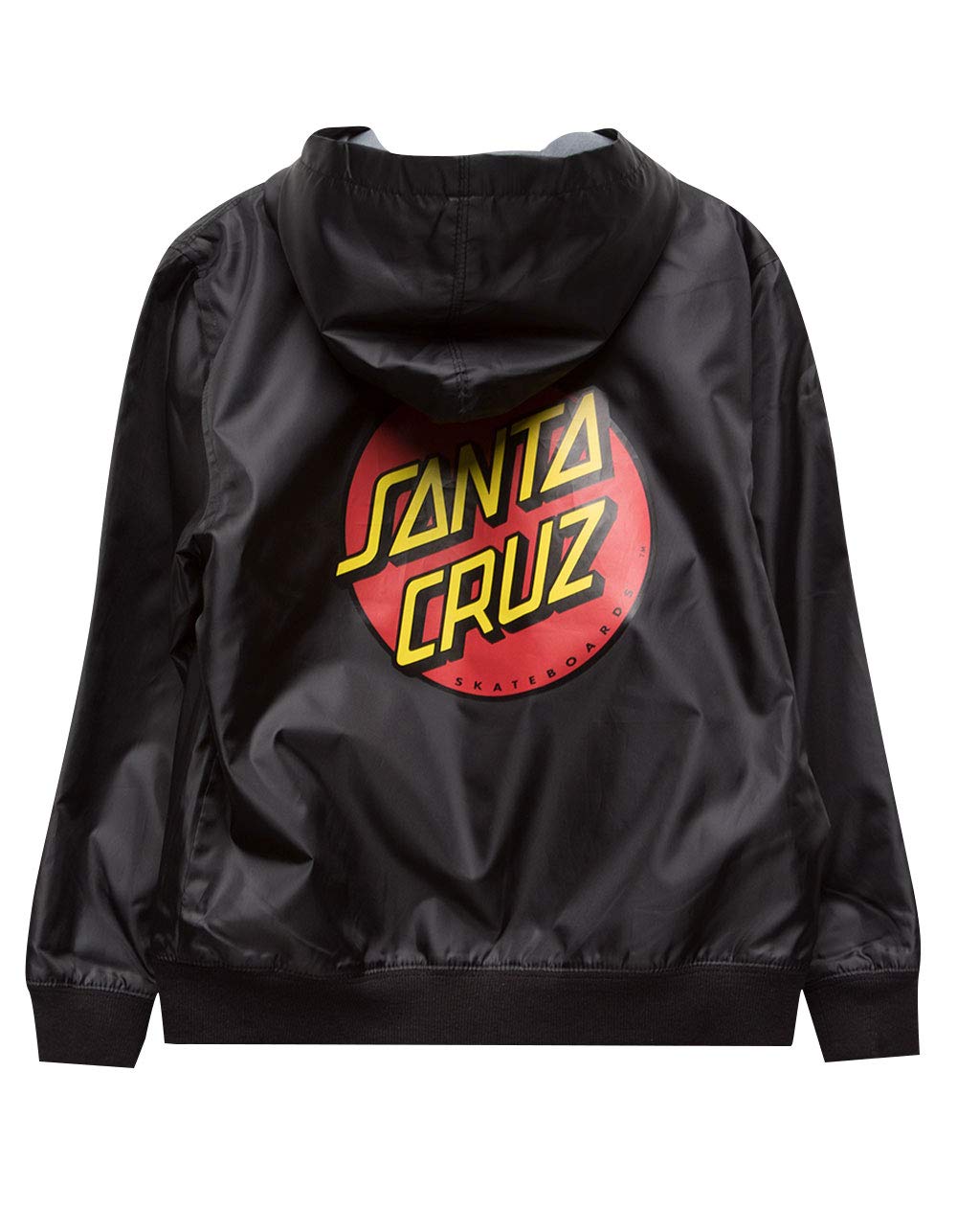 Santa Cruz Boys' Dot Hooded Windbreaker Jacket - Small, Black - Perfect for Outdoor Adventures & Casual Wear