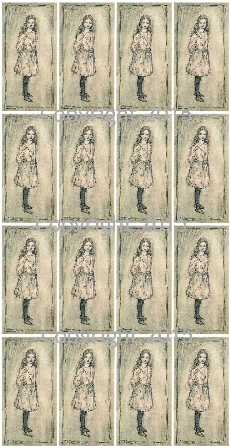 Vintage Alice in Wonderland Collage Sheet - Scrapbooking & Decoupage for DIY Crafts